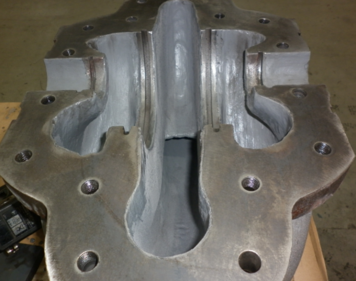 Pump volute casing during coating process