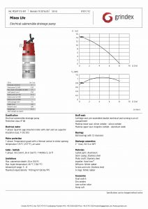 Data Sheet for Grindex Minex Lite Submersible Pump