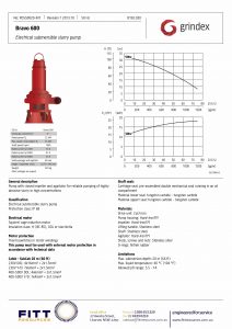 Data Sheet for Grindex Bravo 600 Submersible Slurry Mining Pump
