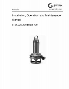 IOM Manual for Grindex Bravo 700 Submersible Slurry Pump