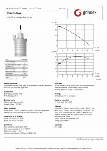 Data Sheet for Grindex Minette Inox Submersible Drainage Pump