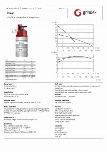 Data Sheet for Grindex Minor Submersible Drainage Pump