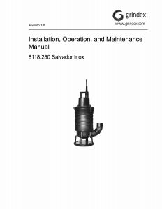 IOM Manual for Grindex Salvador Inox Sludge Pump