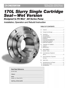  Installation Instructions Chesterton 170L Slurry Single Cartridge Seal Wet Version