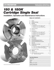 Installation Instructions Chesterton 180 and 180H Cartridge Single Seal