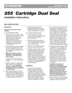 Installation Instructions Chesterton 255 Cartridge Dual Seal