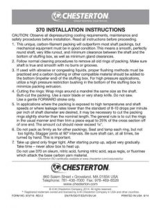 Installation Instructions Chesterton 370